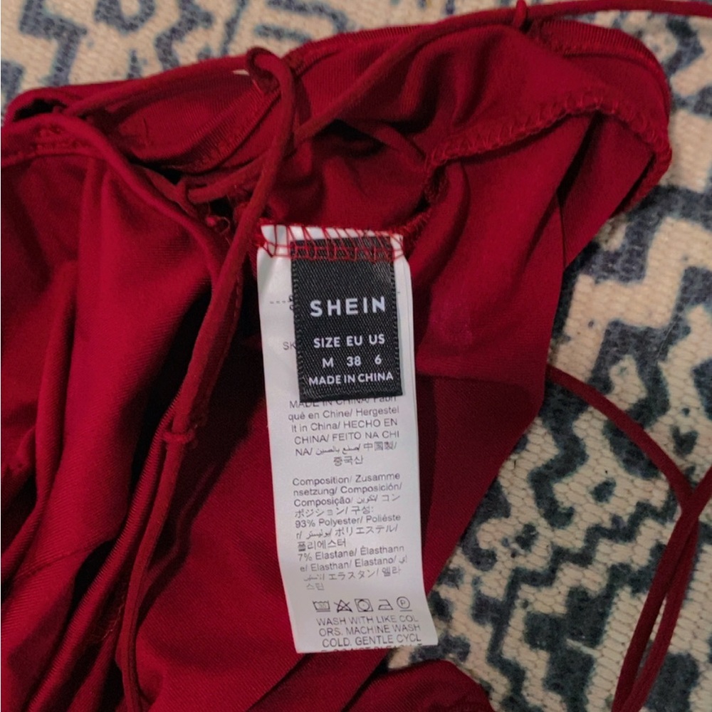 SHEIN Burgundy Strappy Backless Bodysuit - Picture 7 of 7